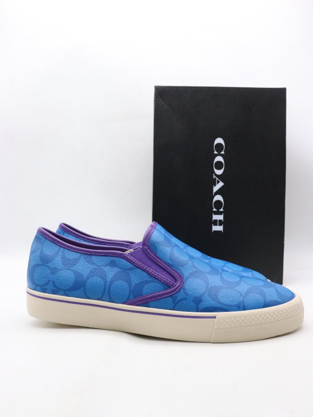 NEW Coach Signature Slip On Men's Size 12 D Bright Blue Casual Sneakers